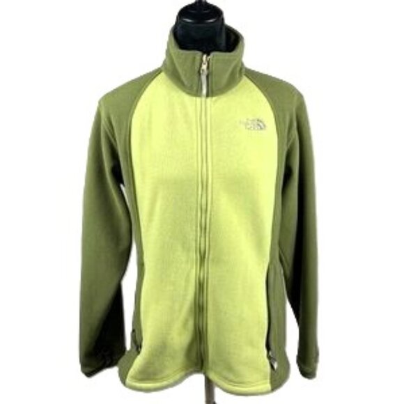 The North Face Women’s Two-Toned Green Fleece Full Zip Jacket Small Polartec - Picture 1 of 16